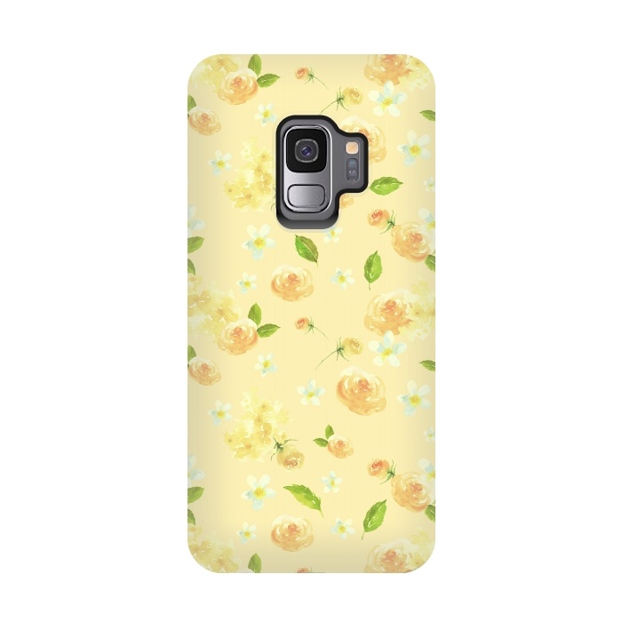 Galaxy S9 StrongFit Lovely Yellow Roses Pattern by  Utart