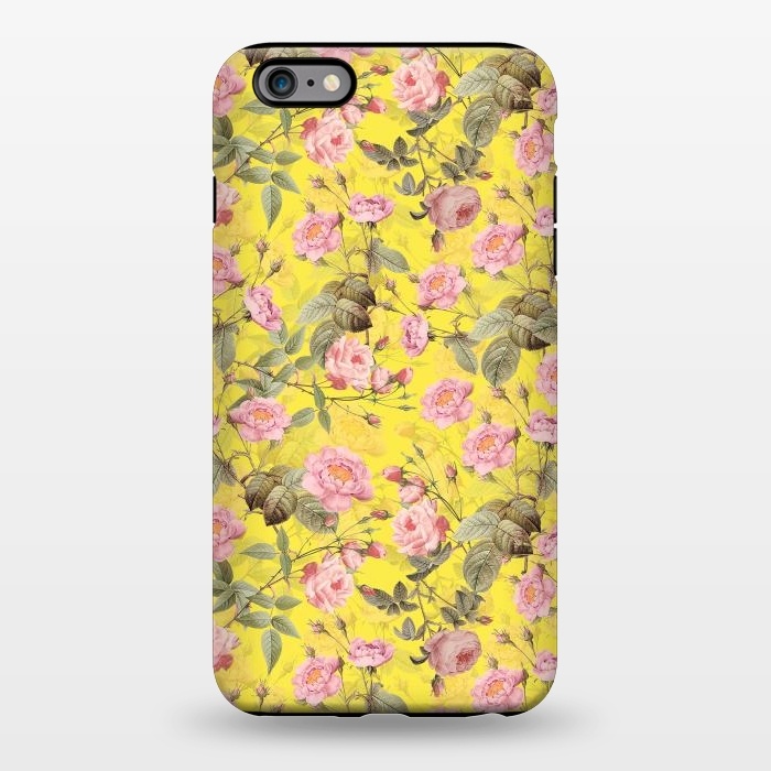 iPhone 6/6s plus StrongFit Pink English Roses on Yellow - Pattern by  Utart