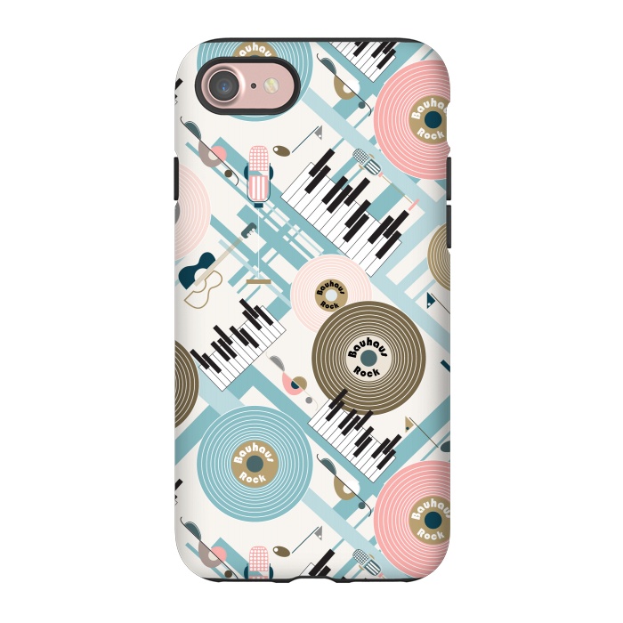 iPhone 7 StrongFit Bauhaus Rock - Pink and Blue by Paula Ohreen