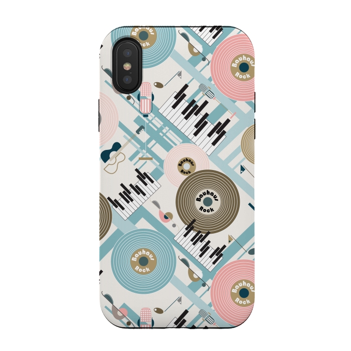 iPhone Xs / X StrongFit Bauhaus Rock - Pink and Blue by Paula Ohreen