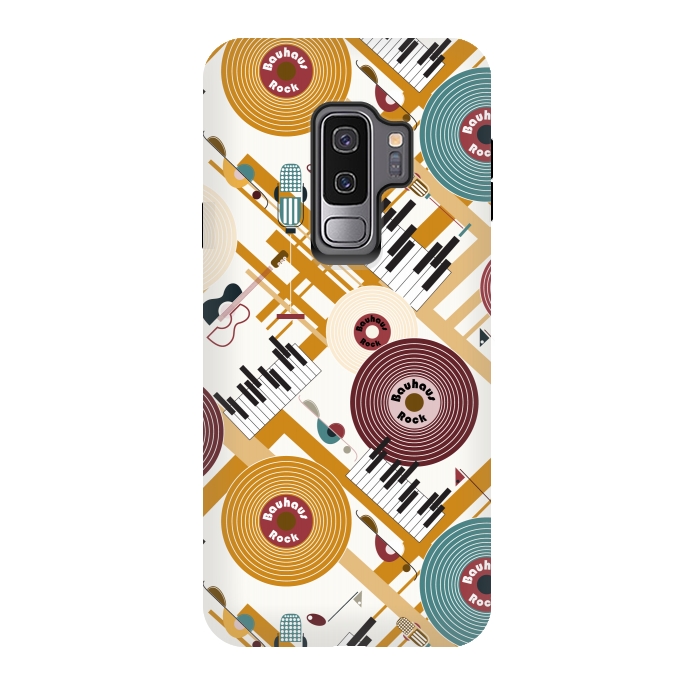 Galaxy S9 plus StrongFit Bauhaus Rock - Mustard and Burgundy by Paula Ohreen