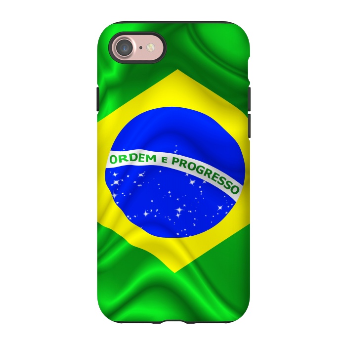 iPhone 7 StrongFit Brazil Waving Silk Flag by BluedarkArt