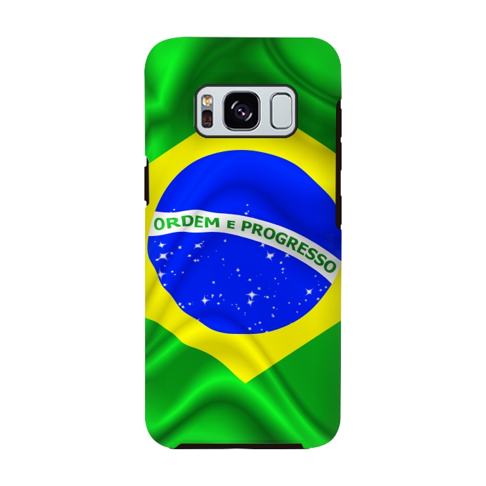 Galaxy S8 StrongFit Brazil Waving Silk Flag by BluedarkArt