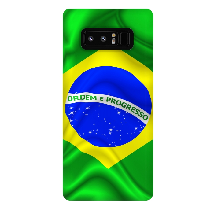 Galaxy Note 8 StrongFit Brazil Waving Silk Flag by BluedarkArt