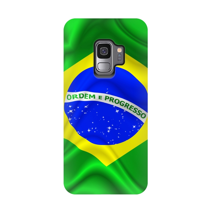 Galaxy S9 StrongFit Brazil Waving Silk Flag by BluedarkArt