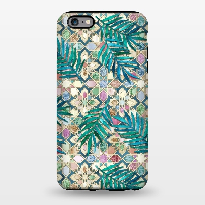 iPhone 6/6s plus StrongFit Muted Moroccan Mosaic Tiles with Palm Leaves by Micklyn Le Feuvre