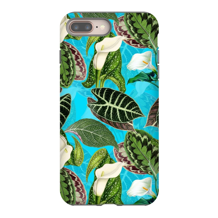 iPhone 7 plus StrongFit Fresh tropical Flowers and Leaves Pattern by  Utart