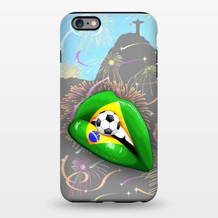 iPhone 6/6s plus StrongFit  Brazil Flag Lipstick Soccer Supporters on Sensual Woman's Lips by BluedarkArt
