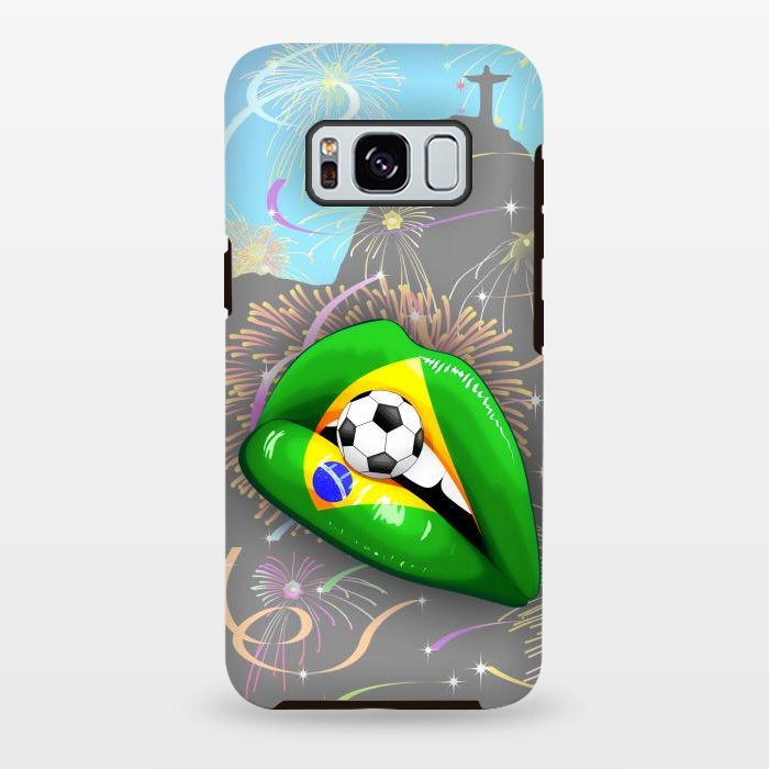 Galaxy S8 plus StrongFit  Brazil Flag Lipstick Soccer Supporters on Sensual Woman's Lips by BluedarkArt