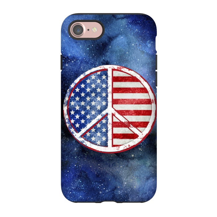 iPhone 7 StrongFit Peace Sign Stars and Stripes USA Flag 2 by Andrea Haase