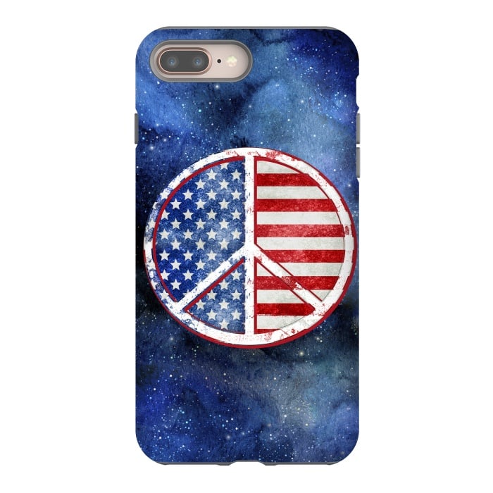 iPhone 7 plus StrongFit Peace Sign Stars and Stripes USA Flag 2 by Andrea Haase