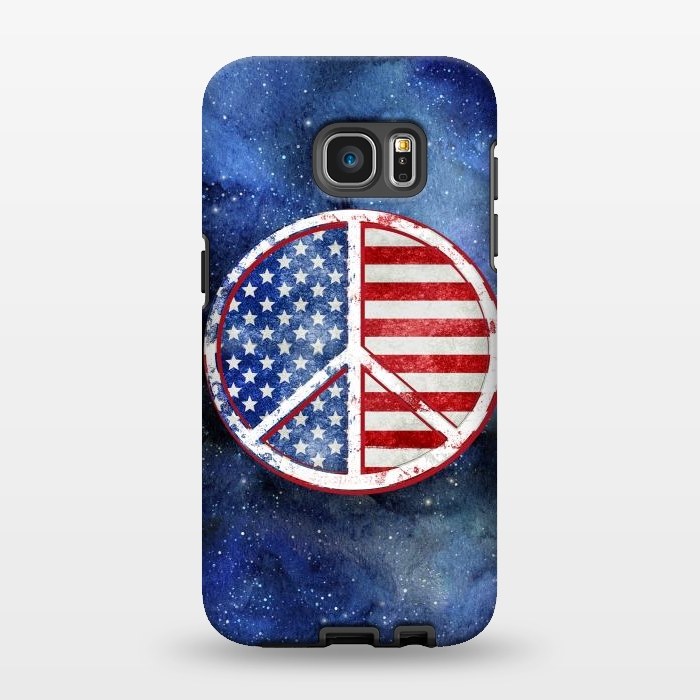 Galaxy S7 EDGE StrongFit Peace Sign Stars and Stripes USA Flag 2 by Andrea Haase