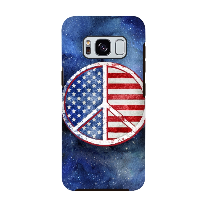 Galaxy S8 StrongFit Peace Sign Stars and Stripes USA Flag 2 by Andrea Haase