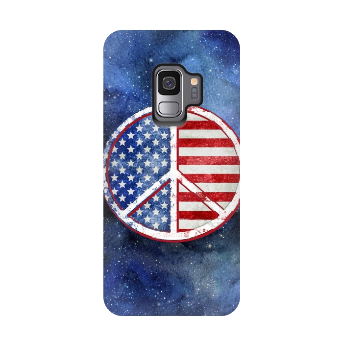 Galaxy S9 StrongFit Peace Sign Stars and Stripes USA Flag 2 by Andrea Haase