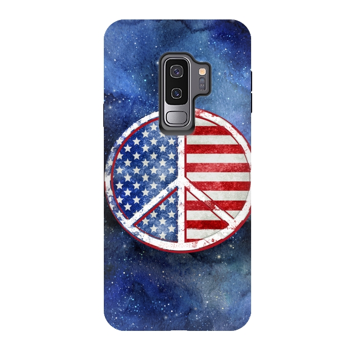 Galaxy S9 plus StrongFit Peace Sign Stars and Stripes USA Flag 2 by Andrea Haase