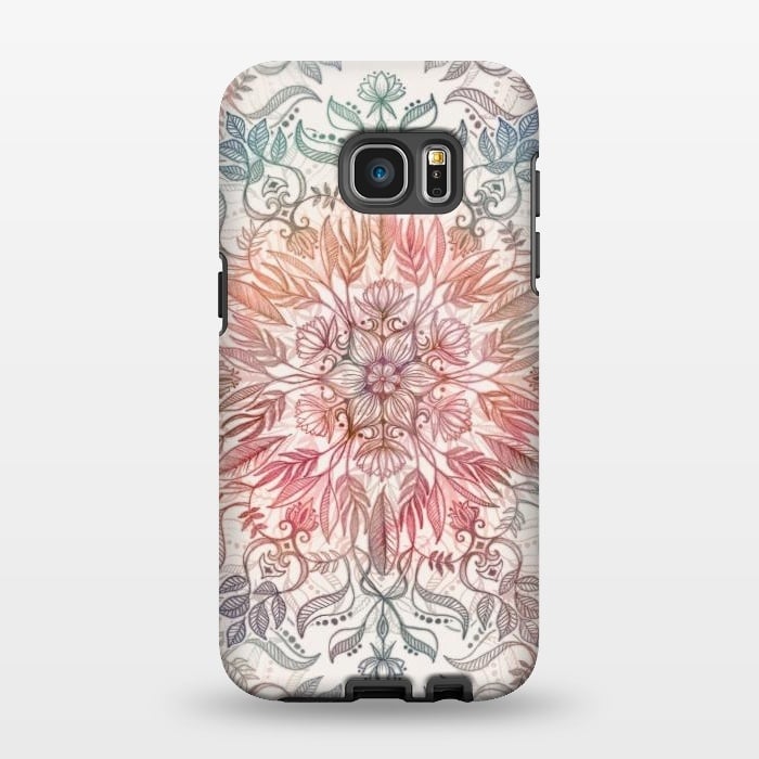 Galaxy S7 EDGE StrongFit Autumn Spice Mandala in Coral and Cream by Micklyn Le Feuvre