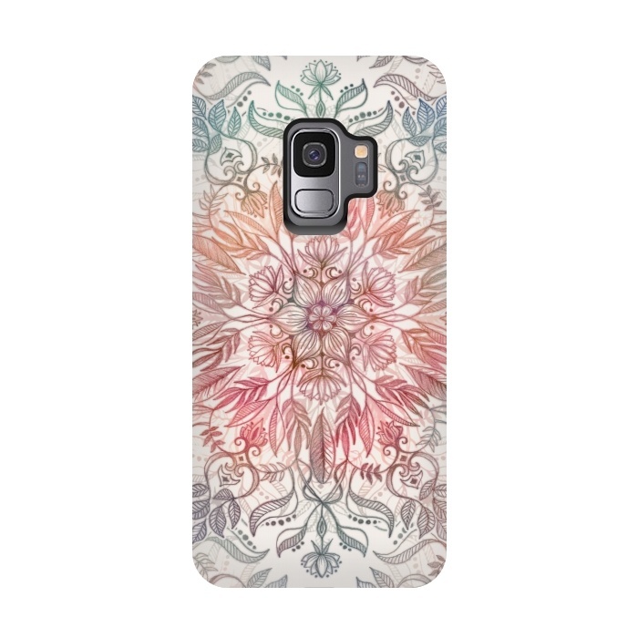 Galaxy S9 StrongFit Autumn Spice Mandala in Coral and Cream by Micklyn Le Feuvre