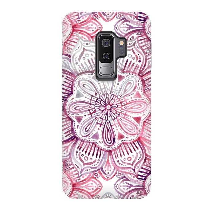 Galaxy S9 plus StrongFit Burgundy Blush Watercolor Mandala by Micklyn Le Feuvre