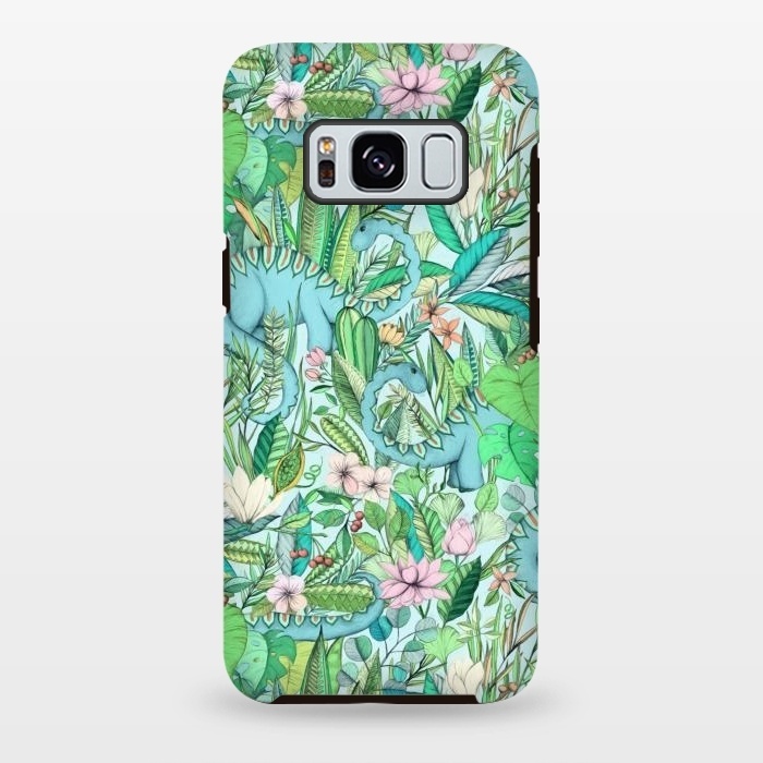 Galaxy S8 plus StrongFit Summer Floral with Dinosaurs by Micklyn Le Feuvre