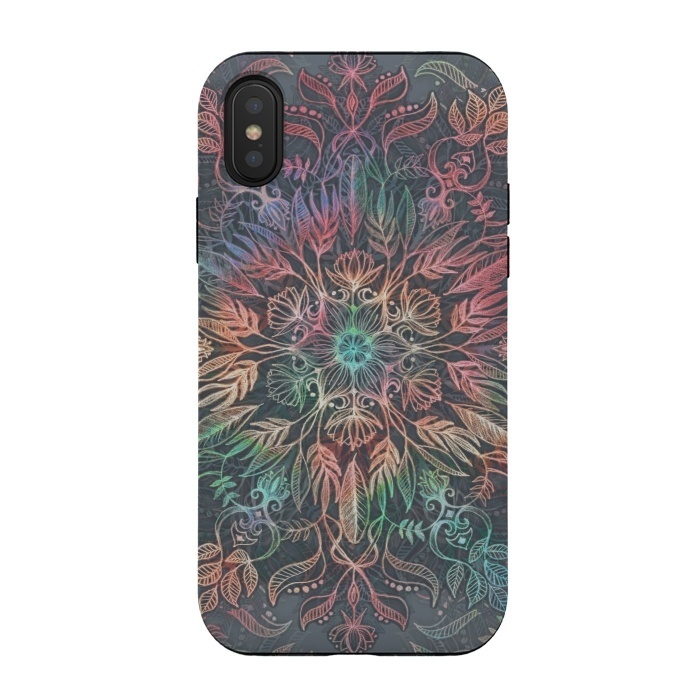 iPhone Xs / X StrongFit Winter Sunset Mandala in Charcoal, Mint and Melon by Micklyn Le Feuvre