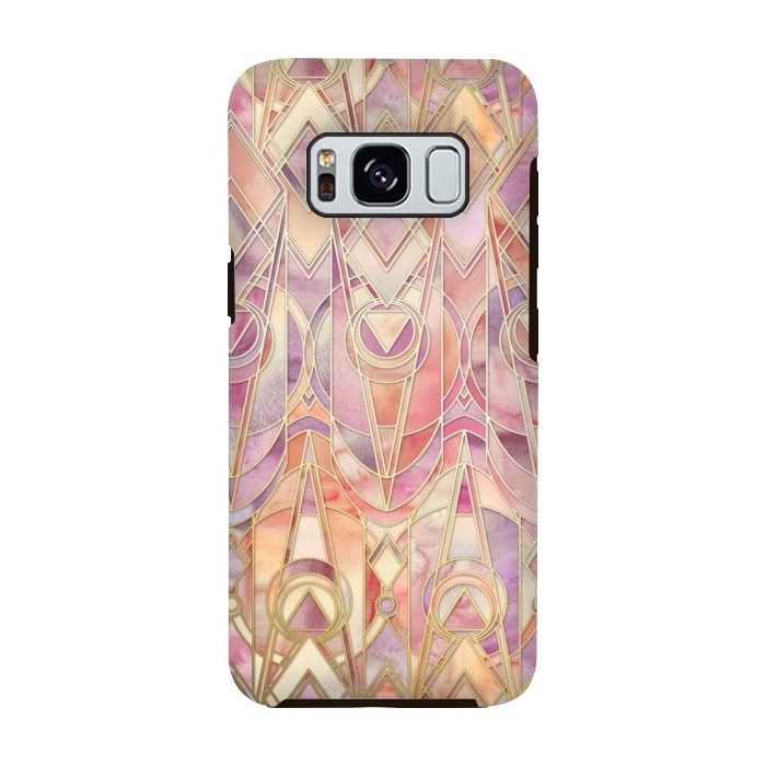 Galaxy S8 StrongFit Glowing Coral and Amethyst Art Deco Pattern by Micklyn Le Feuvre