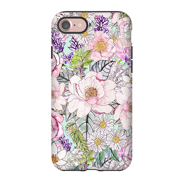 iPhone 7 StrongFit Watercolor garden peonies floral hand paint  by InovArts