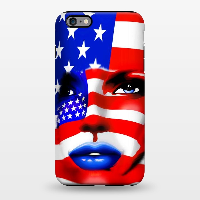 iPhone 6/6s plus StrongFit Usa Flag on Beatiful Girl's Face by BluedarkArt