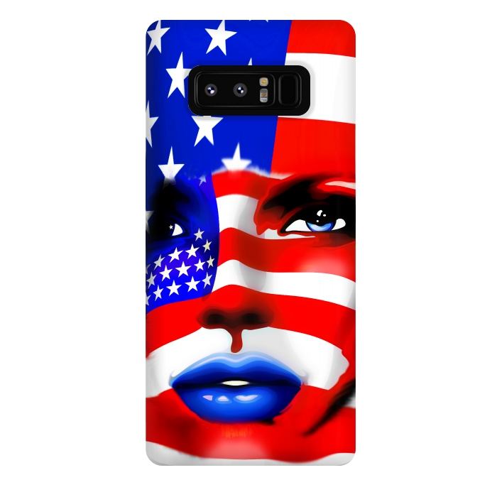 Galaxy Note 8 StrongFit Usa Flag on Beatiful Girl's Face by BluedarkArt