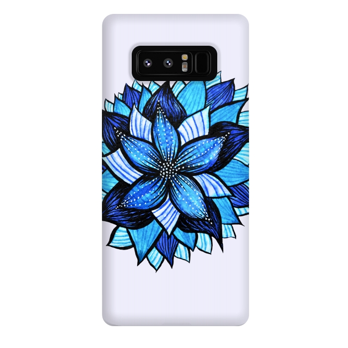 Galaxy Note 8 StrongFit Beautiful Abstract Hand Drawn Zentangle Blue Flower by Boriana Giormova