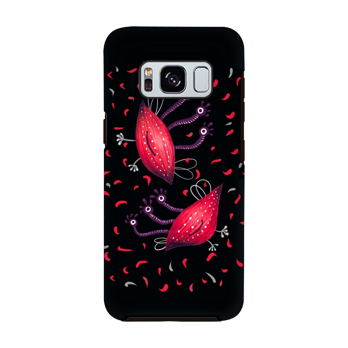 Galaxy S8 StrongFit Cute Funny Red Three Eyed Cartoon Aliens by Boriana Giormova