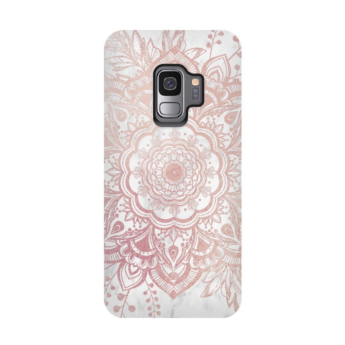 Galaxy S9 StrongFit Queen Starring of Mandala-White Marble by ''CVogiatzi.