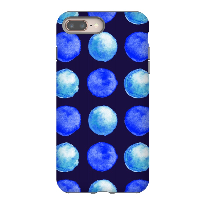 iPhone 7 plus StrongFit Winter Blue Watercolor Large Dots Pattern by Boriana Giormova