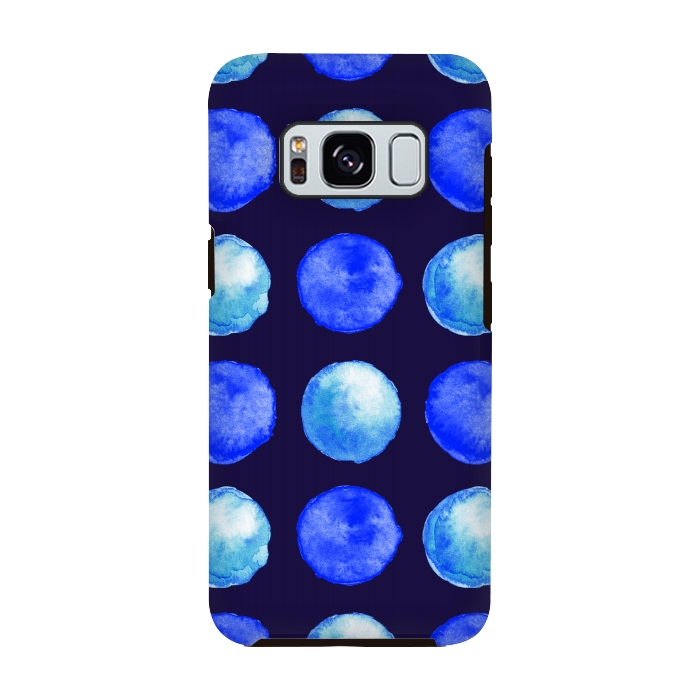 Galaxy S8 StrongFit Winter Blue Watercolor Large Dots Pattern by Boriana Giormova