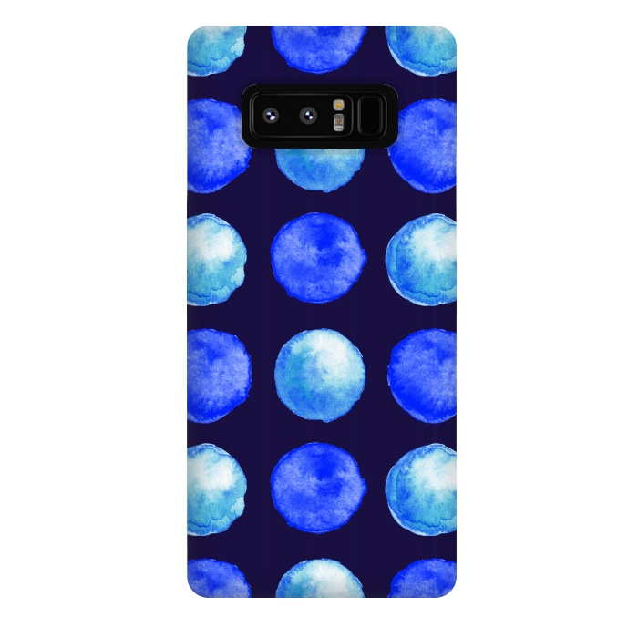 Galaxy Note 8 StrongFit Winter Blue Watercolor Large Dots Pattern by Boriana Giormova