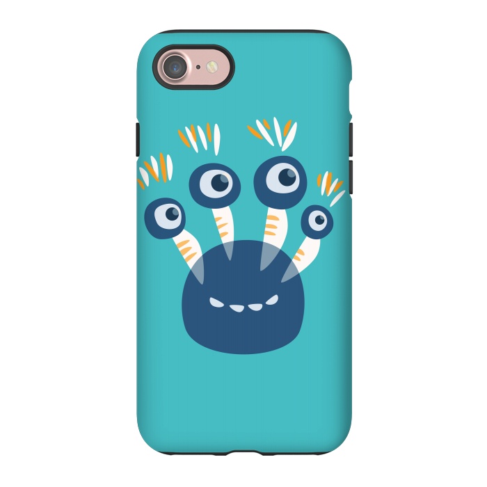 iPhone 7 StrongFit Cute Blue Cartoon Monster With Four Eyes by Boriana Giormova