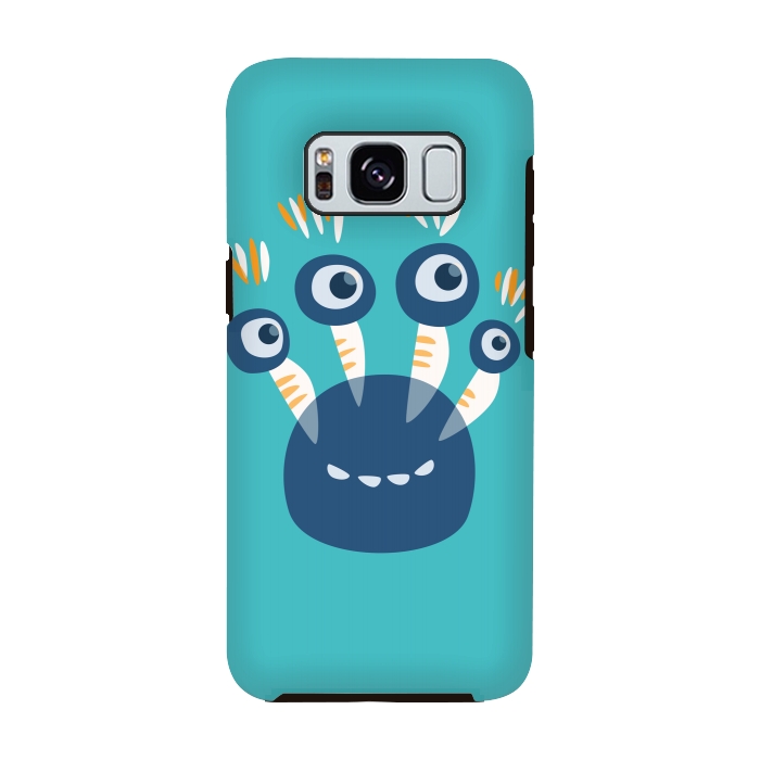 Galaxy S8 StrongFit Cute Blue Cartoon Monster With Four Eyes by Boriana Giormova