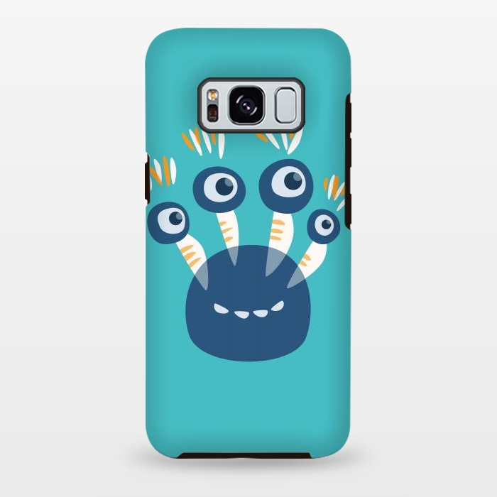 Galaxy S8 plus StrongFit Cute Blue Cartoon Monster With Four Eyes by Boriana Giormova