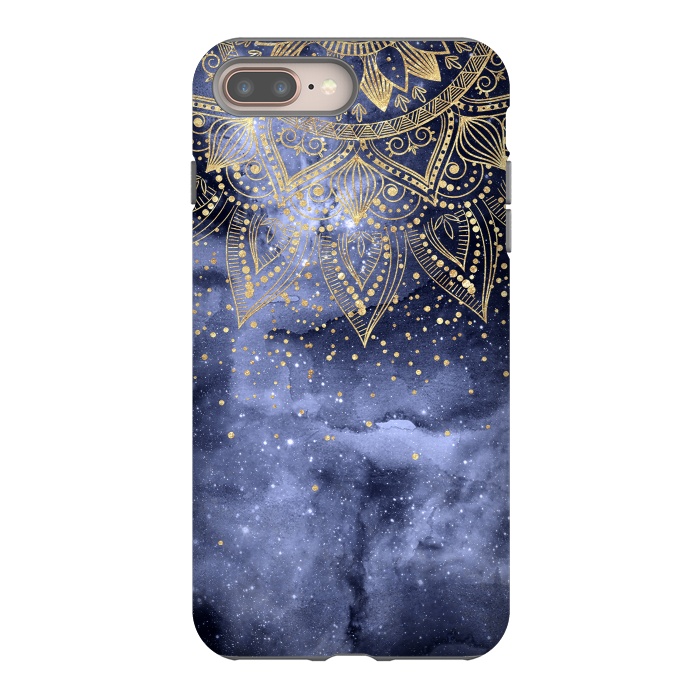 iPhone 7 plus StrongFit whimsical gold mandala confetti design by InovArts