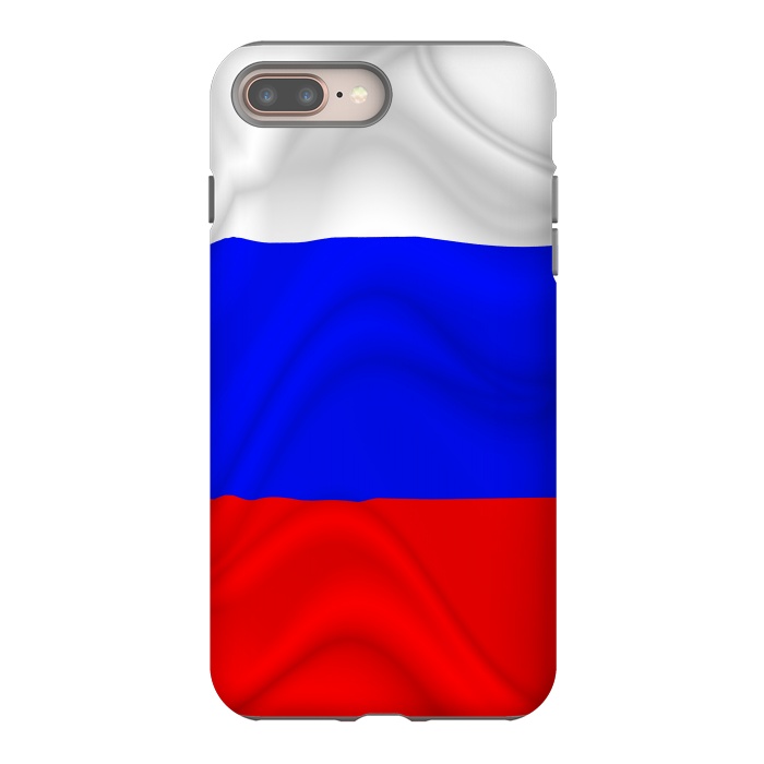 iPhone 7 plus StrongFit Russia Waving Flag Digital Silk Satin Fabric by BluedarkArt