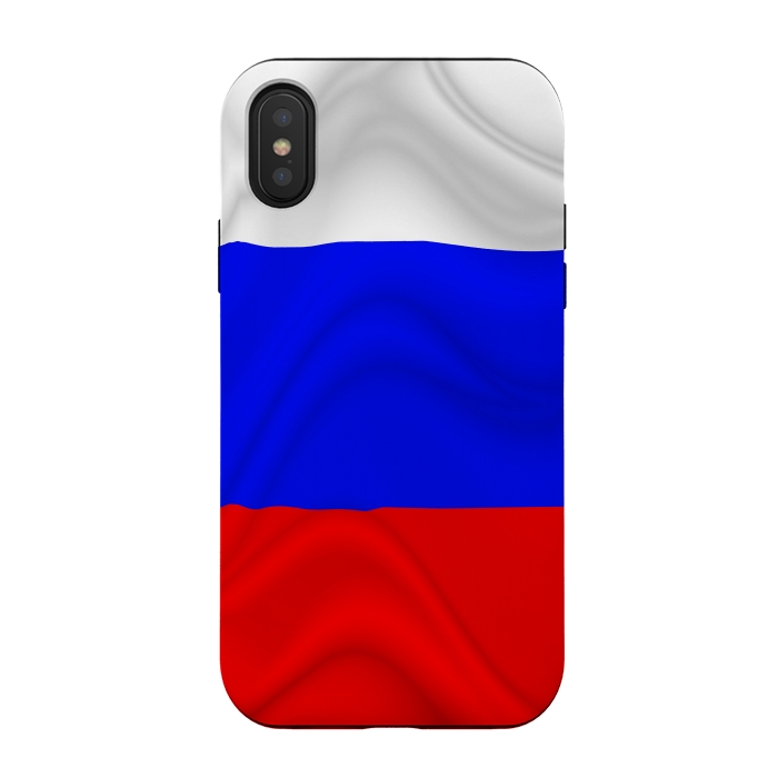 iPhone Xs / X StrongFit Russia Waving Flag Digital Silk Satin Fabric by BluedarkArt