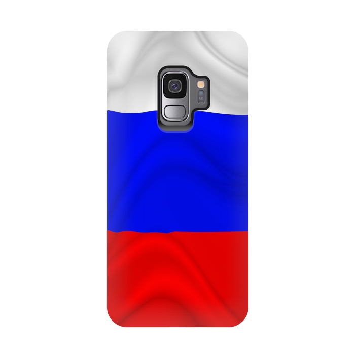 Galaxy S9 StrongFit Russia Waving Flag Digital Silk Satin Fabric by BluedarkArt