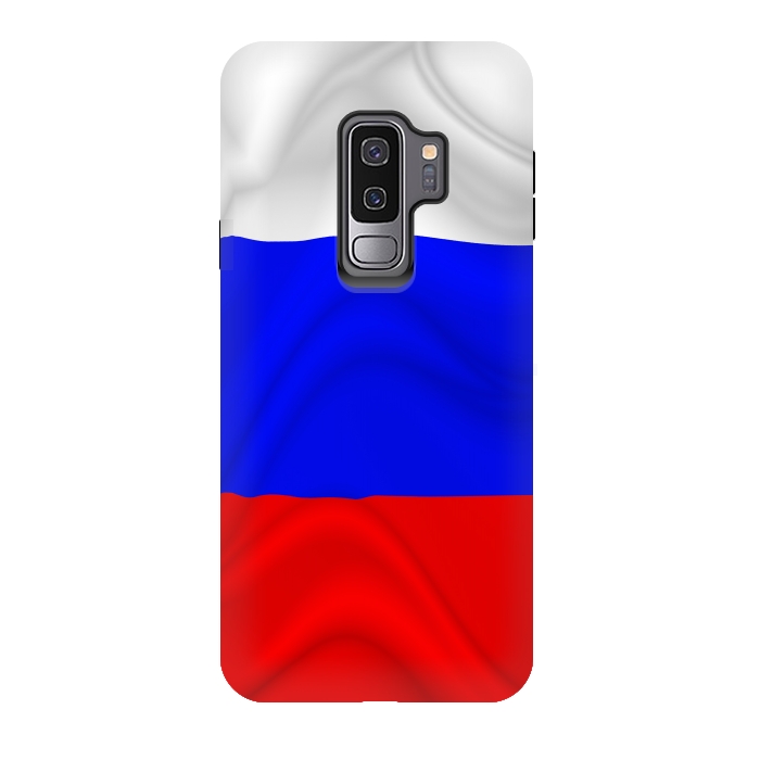 Galaxy S9 plus StrongFit Russia Waving Flag Digital Silk Satin Fabric by BluedarkArt