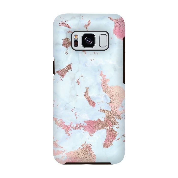 Galaxy S8 StrongFit Rose Gold Metal Foil on Light Blue Marble by  Utart