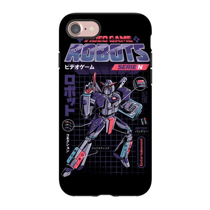 iPhone 7 StrongFit Video Game Robot - Model N by Ilustrata