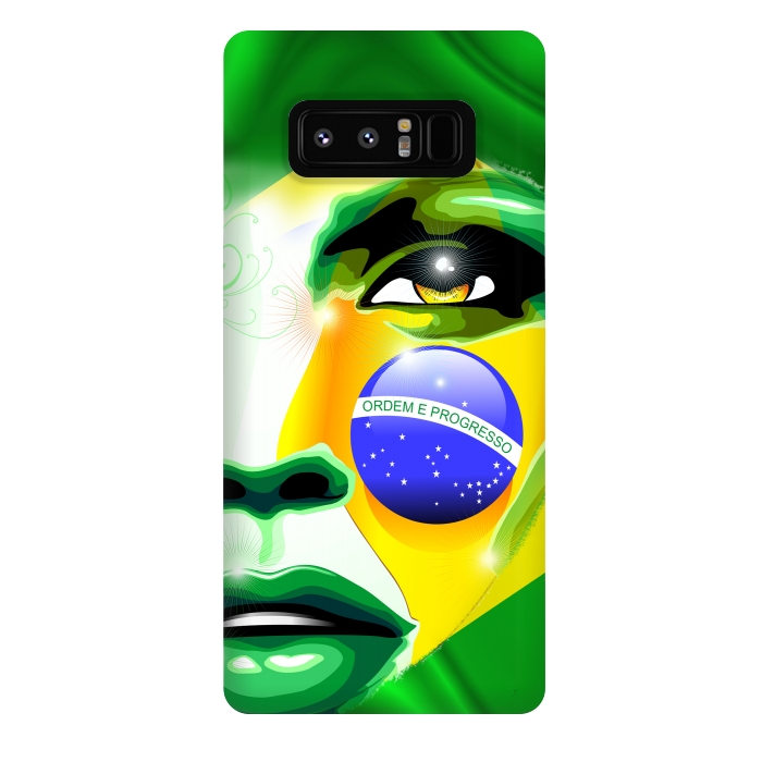 Galaxy Note 8 StrongFit Brazil Flag Colors on Beautiful Girl Portrait by BluedarkArt