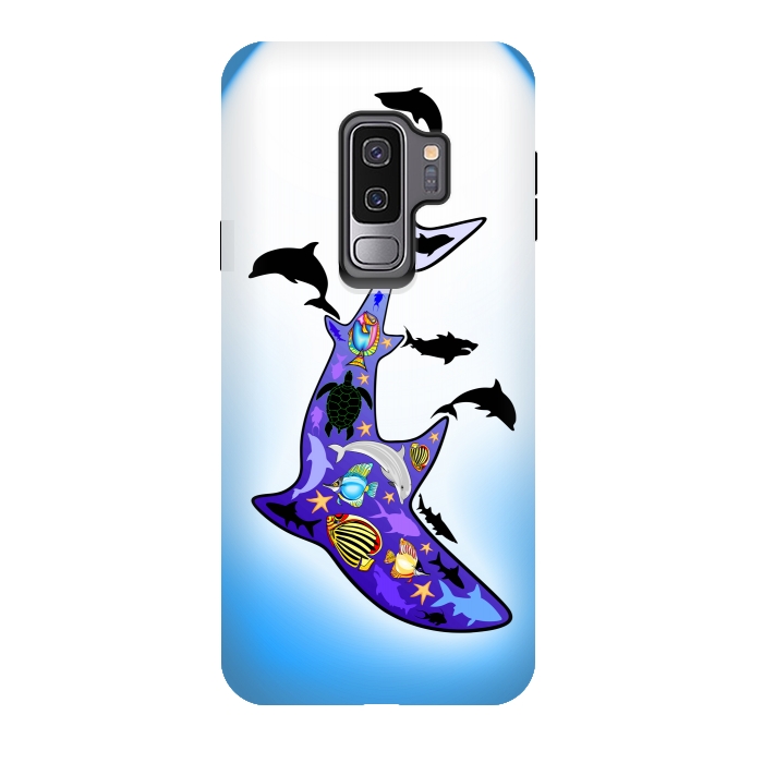Galaxy S9 plus StrongFit Shark MarineLife Scenery Patterned by BluedarkArt