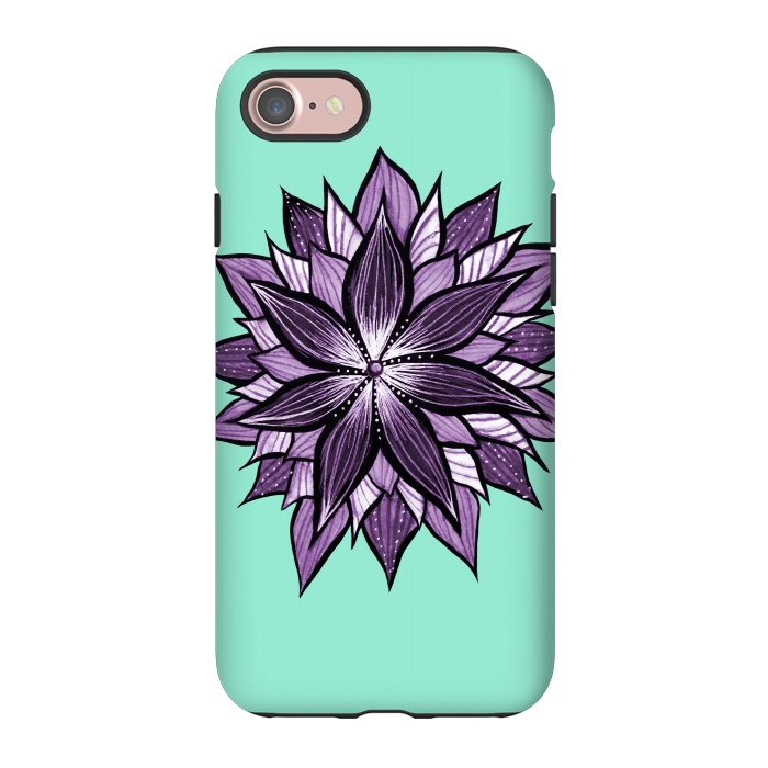 iPhone 7 StrongFit Purple Mandala Like Ink Drawn Abstract Flower by Boriana Giormova