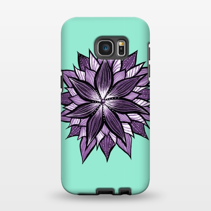 Galaxy S7 EDGE StrongFit Purple Mandala Like Ink Drawn Abstract Flower by Boriana Giormova