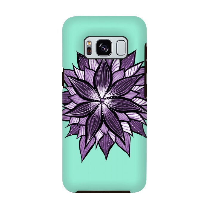 Galaxy S8 StrongFit Purple Mandala Like Ink Drawn Abstract Flower by Boriana Giormova