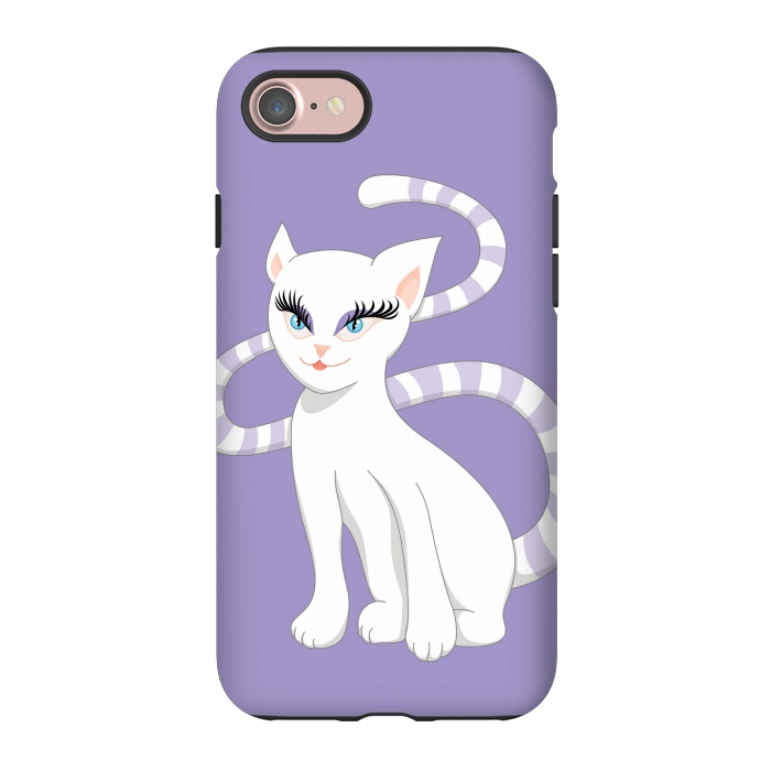 iPhone 7 StrongFit Beautiful Cartoon Cute White Cat by Boriana Giormova